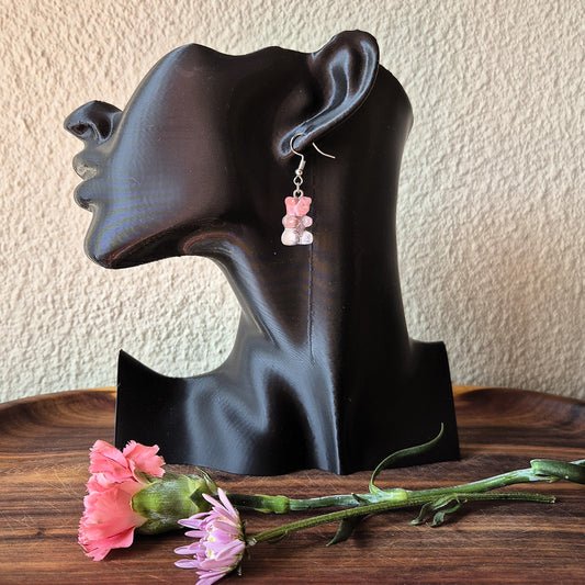 Clear Pink Gummy Bear Earrings