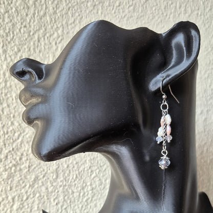 Pink Keshi Pearl Crystal Earrings